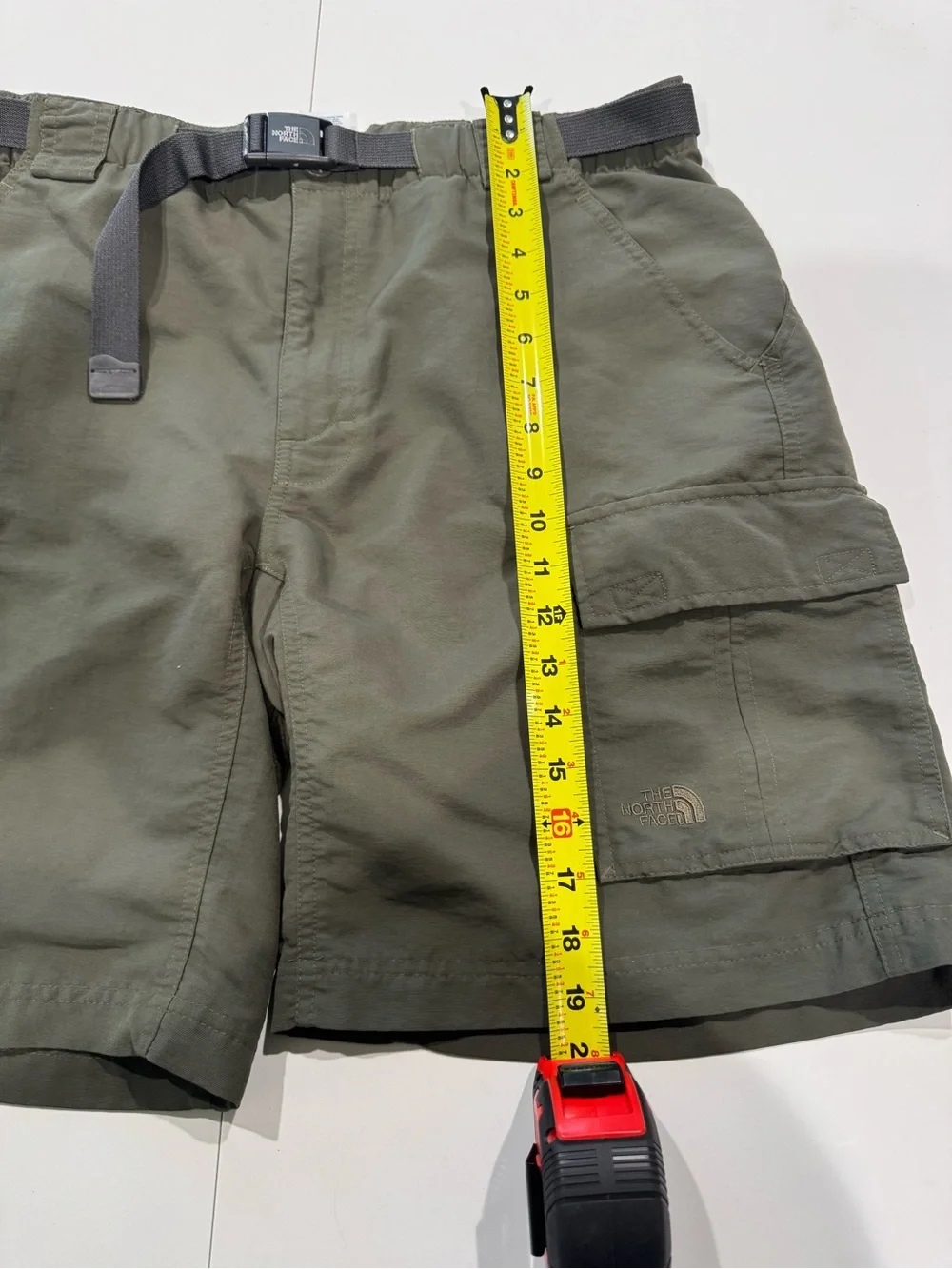 The North Face Men's Olive Cargo Shorts with Webbing Belt